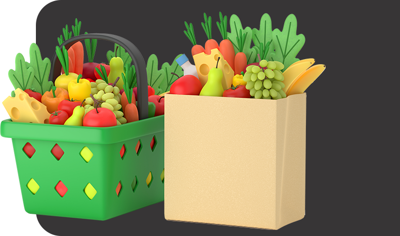 shopping basket and bag